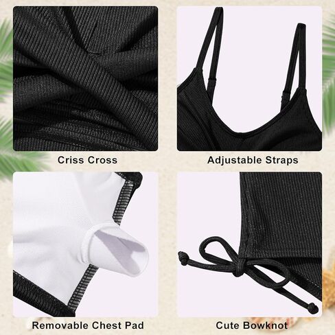 فتيات 2 قطعة السباحة في هاواي كريس كروس صليب البيكيني بدلة السباحة الصيفية الشاطئ مع وسادة الصدر 7-16T in Kuwait