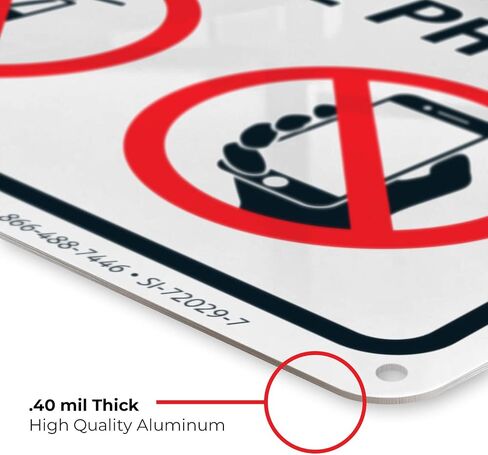 No Food, Drinks, Or Cell Phone Sign, 10x7 Inches, 55 mil Thick HDPS (high Density polystyrene), Made in USA in Kuwait