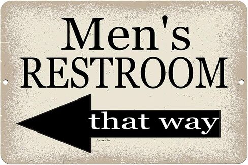 Men's Restroom Metal Sign – 8x12 Inch Bathroom Decor with Left Arrow – Durable Aluminum for Home, Pool, Wedding, or Restaurant Use in Kuwait