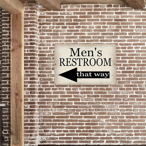 Men's Restroom Metal Sign – 8x12 Inch Bathroom Decor with Left Arrow – Durable Aluminum for Home, Pool, Wedding, or Restaurant Use in Kuwait