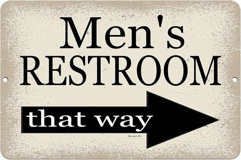 علامة ميتال للرجال - 8 × 12 بوصة ديكور الحمام مع السهم الأيسر - الألومنيوم متين للمنزل أو المسبح أو الزفاف أو استخدام المطعم in Kuwait