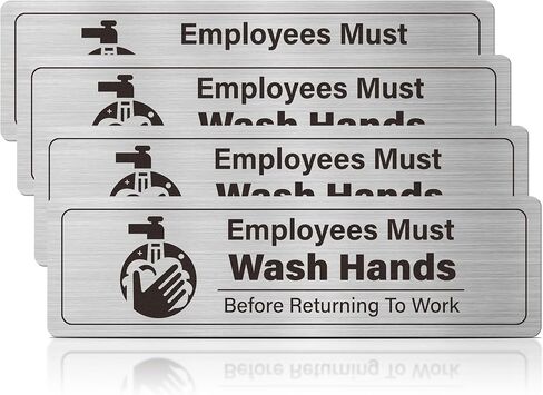 4 PK Wash Rinse تعقيم ملصقات بالوعة-يجب على الموظفين غسل يديهم لافتات ملصقات مقاومة للماء لـ 3 أحواض مقصورة ، مطاعم ، مطبخ تجاري ، شاحنات طعام ، محطة غسل الألومنيوم مصممة بالفرشاة in Kuwait