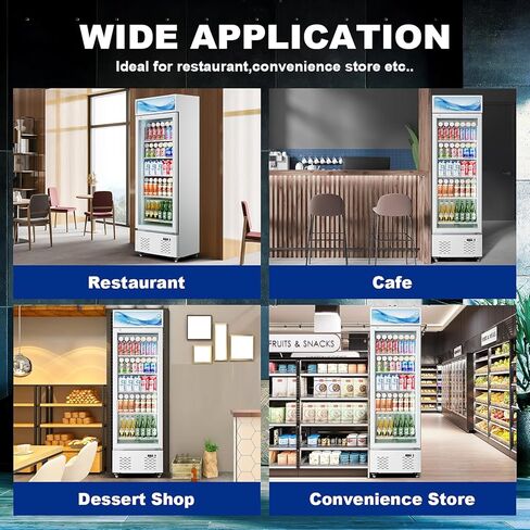 11 قدمًا مشاريعًا تجاريًا للبثبوتات الزجاجية برودة مشروب مع الضوء الناعم و 5 أرفف ، عروض الثلاجة لبار مطعم متجر مقهى ، أبيض in Kuwait