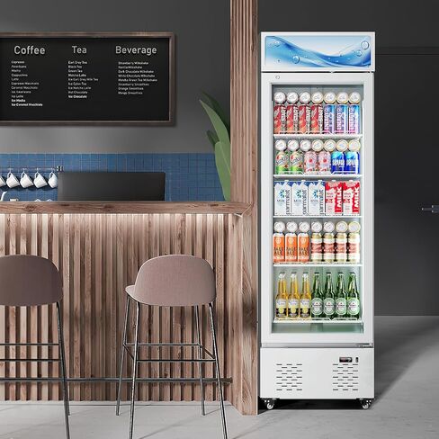 11 قدمًا مشاريعًا تجاريًا للبثبوتات الزجاجية برودة مشروب مع الضوء الناعم و 5 أرفف ، عروض الثلاجة لبار مطعم متجر مقهى ، أبيض in Kuwait