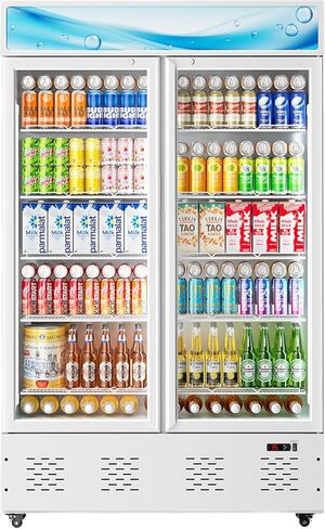 11 قدمًا مشاريعًا تجاريًا للبثبوتات الزجاجية برودة مشروب مع الضوء الناعم و 5 أرفف ، عروض الثلاجة لبار مطعم متجر مقهى ، أبيض in Kuwait