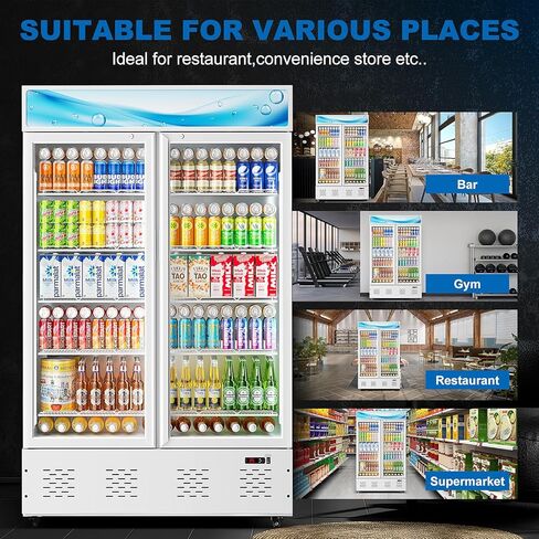 11 قدمًا مشاريعًا تجاريًا للبثبوتات الزجاجية برودة مشروب مع الضوء الناعم و 5 أرفف ، عروض الثلاجة لبار مطعم متجر مقهى ، أبيض in Kuwait