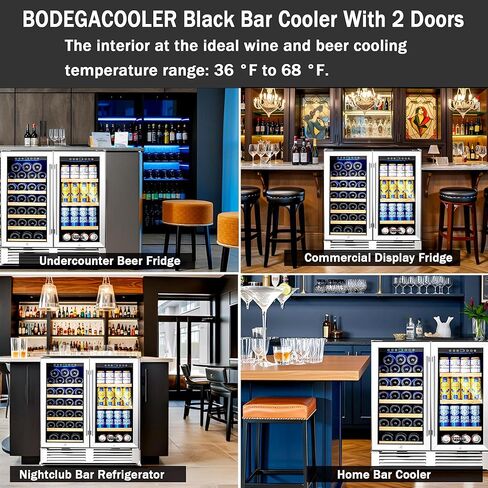 Bodegacooler Beverage Beverage Beverage ، 12.5 Cu. ثلاجة تاجر تجاري سوداء سوداء ، أرفف مصباح LED/قابلة للتعديل ، ثلاجة عرض كبيرة مستقيمة للمطبخ/المكتب/المنزل/المرآب. in Kuwait