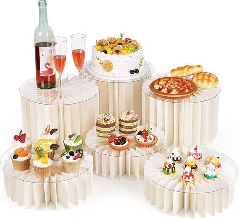 6 PCS Ruebers ، Risers Food for Buffet ، صاخبة عرض الطعام البيضاء لناهدات بوفيه الحفلات وتوقف حلويات العرض والطعام والمجوهرات (6 أجهزة كمبيوتر) in Kuwait