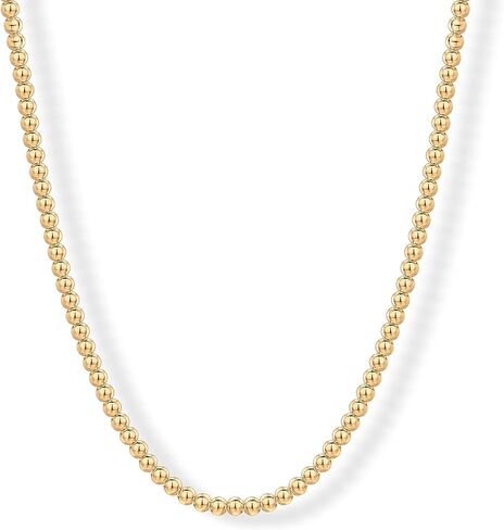 PAVOI 14K Gold Plated Small Bead Ball Chain Necklace for Women - Adjustable Dainty Gold Beaded Necklace - Trendy Choker Chain Layering Jewelry in Saudi Arabia
