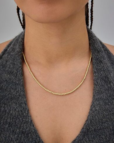 PAVOI 14K Gold Plated Small Bead Ball Chain Necklace for Women - Adjustable Dainty Gold Beaded Necklace - Trendy Choker Chain Layering Jewelry in Saudi Arabia