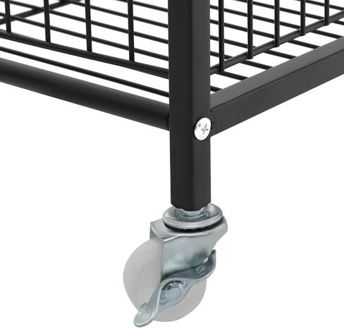 4 Tier Retail Display Rack Stand, Snack Candy Display Organizer with Locking Caster Wheels Adjustable Feet and 10 Hooks, 60in-Height Basket Stand Cart Storage Shelf (Black W/Wheels) in Kuwait