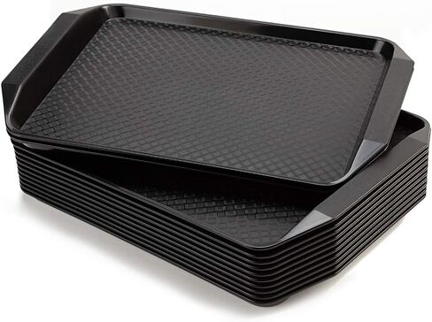 Plastic Fast Food Serving Tray,16.95 by 11.82-Inch,Set of 12 (Black) in Kuwait