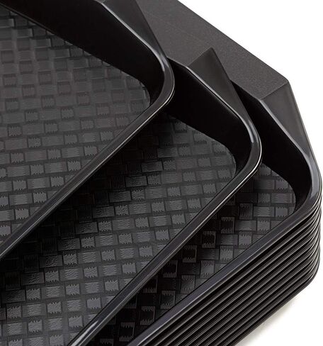 Plastic Fast Food Serving Tray,16.95 by 11.82-Inch,Set of 12 (Black) in Kuwait