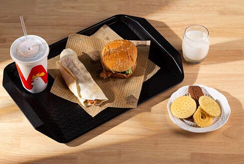 Plastic Fast Food Serving Tray,16.95 by 11.82-Inch,Set of 12 (Black) in Kuwait