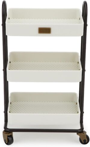 Dollhouse Miniature Handcart Rolling Cart 3 Layers Storage with Wheels for Mini House Kitchen Furniture Restaurant Trolley Dining Cart Shelf Accessories Garden Decoration (Beige) in Saudi Arabia