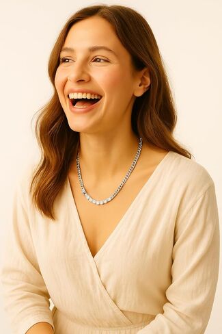 قلادة Eliana Jane Zircon مكتنزة للنساء ، قلادة تنس سلسلة الماس الفاخرة لكل مناسبة ، وضع مخلب أنيقة ، قلادة من السلسلة المثلجة 18 بوصة in Kuwait