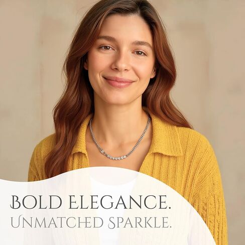 قلادة Eliana Jane Zircon مكتنزة للنساء ، قلادة تنس سلسلة الماس الفاخرة لكل مناسبة ، وضع مخلب أنيقة ، قلادة من السلسلة المثلجة 18 بوصة in Kuwait