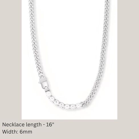 قلادة Eliana Jane Zircon مكتنزة للنساء ، قلادة تنس سلسلة الماس الفاخرة لكل مناسبة ، وضع مخلب أنيقة ، قلادة من السلسلة المثلجة 18 بوصة in Kuwait