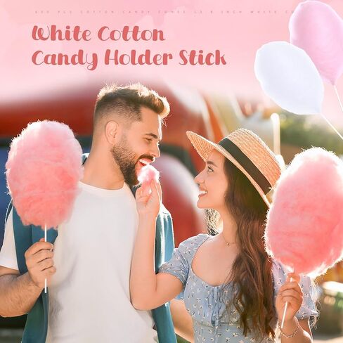 Honeydak 600 PCS Cotton Candy Candy Canes 13.8 Inch Cotton Candy Sticks for Making Making Supplies عصي الحامل الأبيض لحفلات أعياد الميلاد المهرجانات in Kuwait
