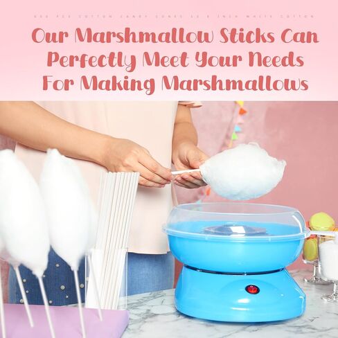 Honeydak 600 PCS Cotton Candy Candy Canes 13.8 Inch Cotton Candy Sticks for Making Making Supplies عصي الحامل الأبيض لحفلات أعياد الميلاد المهرجانات in Kuwait