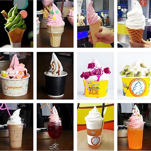 Vertical Soft Serve Ice Cream Maker with Single Control 3 Heads and 5" Screen, 42-46L/H, with LED Display, 2x8L Mix Tanks & 2 Freezing Cylinders, 3200W Ice Cream Machine, for Restaurants Bars Shops in Kuwait