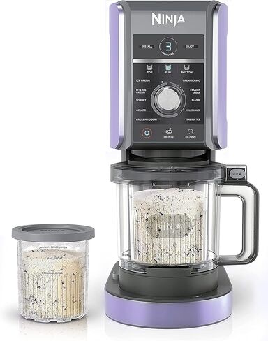 Ninja NC501 CREAMi Deluxe 11-in-1 Ice Cream & Frozen Treat Maker with 2 XL Family Size Pint Containers, Lavender (Renewed) in Saudi Arabia