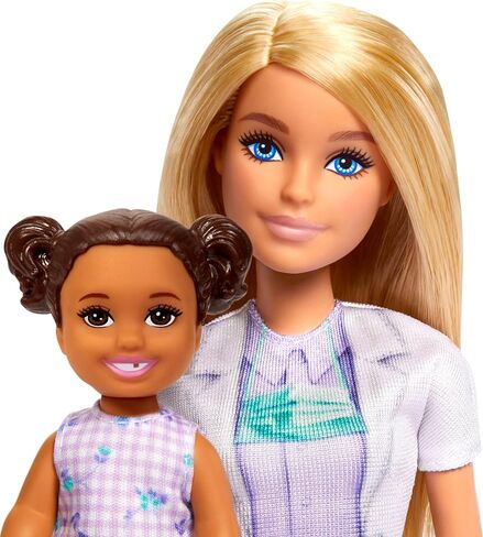 Barbie Dentist with Brunette Fashion Doll with Blue Dress and Lab Coat, 1 Kid Doll, Medical Doctor Furniture & Accessories in Saudi Arabia