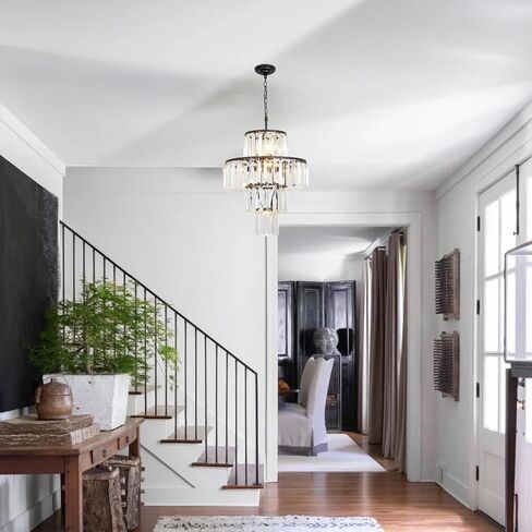 Chrome Crystal Chandelier Lights 20 Inch Luxurious Chandeliers Hanging Pendant Light Fixture for Dining Rooms Living Rooms Entryway 7-Lights in Saudi Arabia