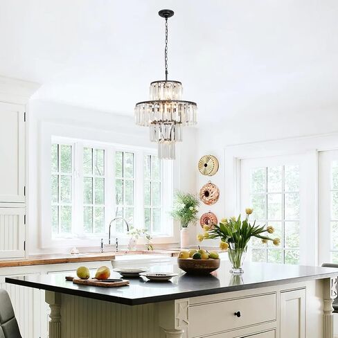Chrome Crystal Chandelier Lights 20 Inch Luxurious Chandeliers Hanging Pendant Light Fixture for Dining Rooms Living Rooms Entryway 7-Lights in Saudi Arabia