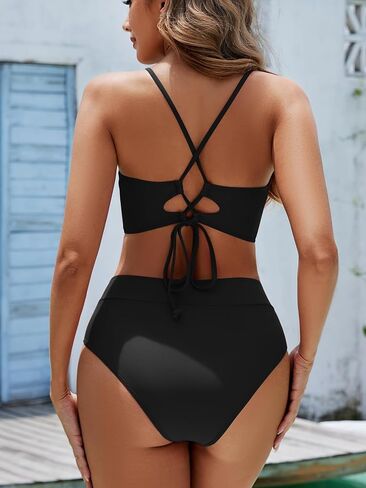 Women's High Waisted Bikini Set Two Piece Twist Knot Swimsuit Criss Cross Bathing Suit in Kuwait