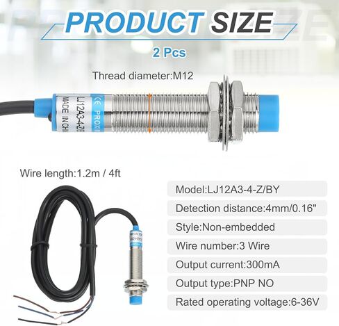 مستشعر القرب الاستقرائي Meccanixity ، NPN No M12 DC 6-36V 300MA COPPLEATION CONSTER CANGECT SESSOR 4MM 3 سلك للأتمتة الصناعية LJ12A3-4-Z/BX in Saudi Arabia