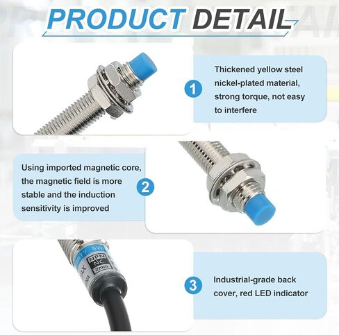 MECCANIXITY Inductive Proximity Sensor,NPN NC M18 DC 6-36V 300mA Proximity Switch Detector Approach Sensor 8mm 3 Wire for Industrial Automation LJ18A3-8-Z/AX in Saudi Arabia