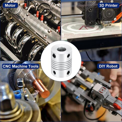 uxcell 1Pcs 3mm to 8mm Aluminum Alloy Shaft Coupling L25xD19 Flexible Coupler Beam Stepper Motor Joint Connector for 3D Printer CNC Machine DIY Encoders and Motors Shaft,Silver in Saudi Arabia
