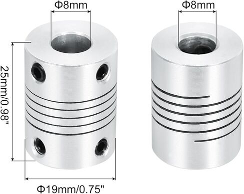 uxcell 1Pcs 3mm to 8mm Aluminum Alloy Shaft Coupling L25xD19 Flexible Coupler Beam Stepper Motor Joint Connector for 3D Printer CNC Machine DIY Encoders and Motors Shaft,Silver in Saudi Arabia
