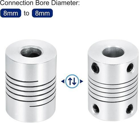 uxcell 1Pcs 3mm to 8mm Aluminum Alloy Shaft Coupling L25xD19 Flexible Coupler Beam Stepper Motor Joint Connector for 3D Printer CNC Machine DIY Encoders and Motors Shaft,Silver in Saudi Arabia