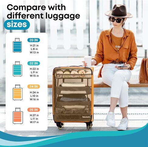 Hanging Suitcase Organizer & Travel Shelves, Packing Cubes for Travel, Suitcase Organizer for Carry-on Luggage, Easy Packing & Wrinkle-Free Clothes, Black (Fits Most Travel Bags) in Kuwait