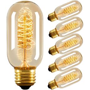 Edison Bulbs,4-Pack Vingtage Filament Light Bulb,T45 2700K Warm Light 40 Watt,110V-130V E26/E27 Base Dimmable Decorative Antique Screw Light Bulbs for Home Lighting Fixtures in Saudi Arabia