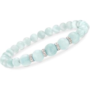 Ross-Simons 6-8mm GEM Bead سوار امتداد مع .24 م كد. T.W. الماس في الفضة الاسترليني in Kuwait