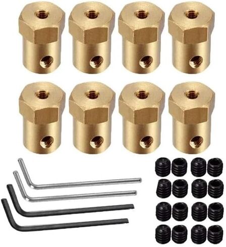 2/3/3.17/4/5/6/7/8mm Hexagonal Brass Shaft Coupling Motor Transmission Connector with Screws Wrench Model Car Wheels Tires Shaft(2mm) in Saudi Arabia