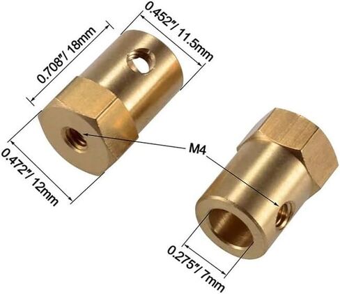 2/3/3.17/4/5/6/7/8mm Hexagonal Brass Shaft Coupling Motor Transmission Connector with Screws Wrench Model Car Wheels Tires Shaft(2mm) in Saudi Arabia