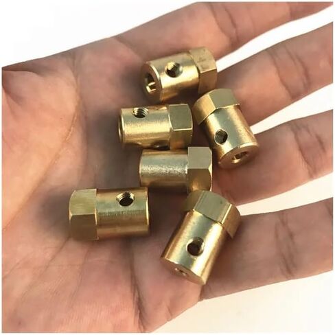 2/3/3.17/4/5/6/7/8mm Hexagonal Brass Shaft Coupling Motor Transmission Connector with Screws Wrench Model Car Wheels Tires Shaft(2mm) in Saudi Arabia