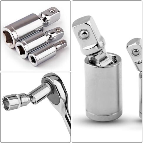 Artibetter 3pcs مجموعة محول المقبس المشترك العالمي - 1/2 ، 3/8 ، 1/4 بوصة مفاصل محرك دوارة لإصلاح السيارات والأدوات الميكانيكية in Saudi Arabia