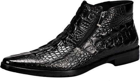 Santimon Mens Boot Zipper Ankle Dress Patent Leather Formal Boots Fashion Black Red in Saudi Arabia