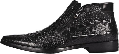Santimon Mens Boot Zipper Ankle Dress Patent Leather Formal Boots Fashion Black Red in Saudi Arabia