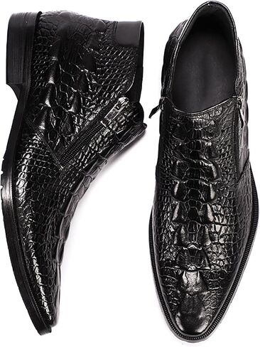 Santimon Mens Boot Zipper Ankle Dress Patent Leather Formal Boots Fashion Black Red in Saudi Arabia