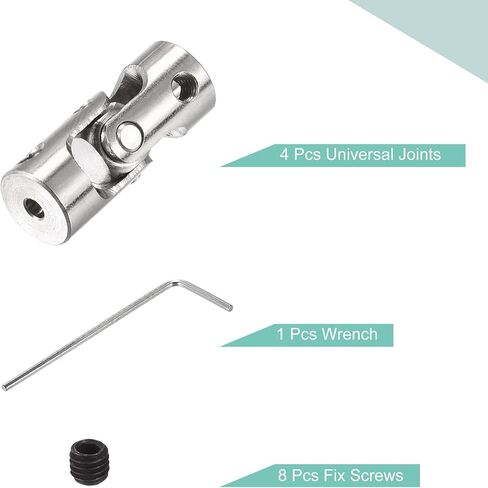 MECCANIXITY 2mm to 3mm Inner Dia Rotatable Universal Joint Shaft Coupling Motor Shaft Coupler L23 x D9 with Screws and Wrench for RC Model Pack of 4 in Kuwait