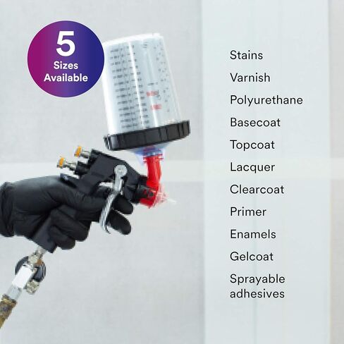 3M PPS (Original Series) 16001-4PK Spray Gun Cup and Collar, Standard, 22 oz, Use with Paint Gun for Painting Projects like Car, Furniture, Home, 4 Pack in Saudi Arabia