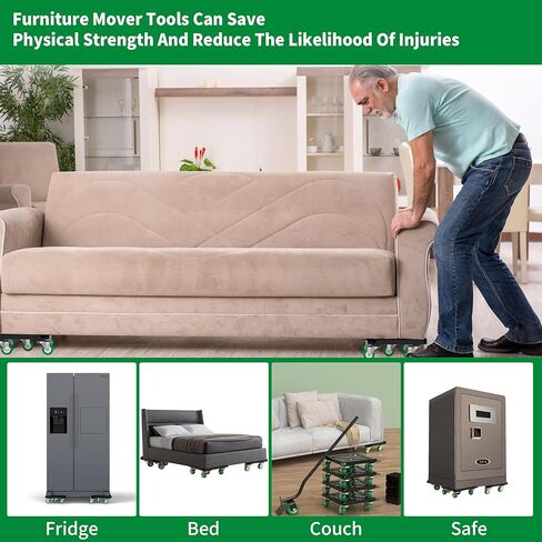 Heavy Duty Furniture Dolly 360° Rotating 5 Wheels, Alloy Steel Furniture Movers Up to 3000 lbs/1360 Kg Load Capacity with Measure Tape and Leveler (5.3x5.3 in) in Saudi Arabia