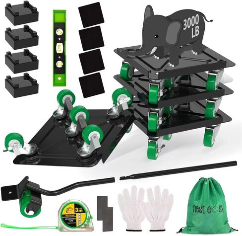 Heavy Duty Furniture Dolly 360° Rotating 5 Wheels, Alloy Steel Furniture Movers Up to 3000 lbs/1360 Kg Load Capacity with Measure Tape and Leveler (5.3x5.3 in) in Saudi Arabia