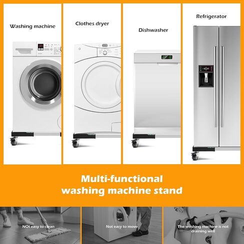 Nefish Furniture Dolly Adjustable Mini Fridge Stand Washing Machine Stand Mobile Roller with 4 Locking Swivel Wheels Universal Mobile Base Moving Cart for Dryer Refrigerator in Kuwait